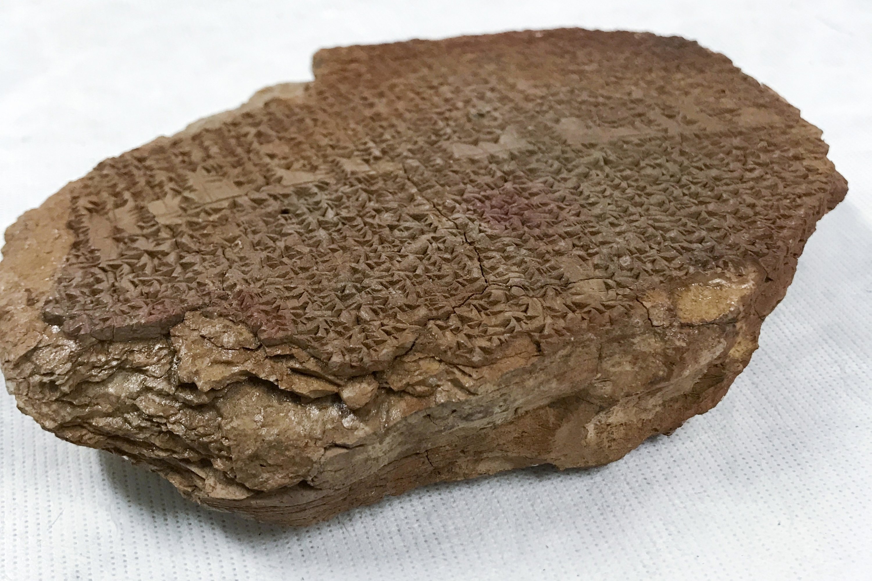 This undated image provided by the U.S. Immigration and Customs Enforcement’s office of public affairs shows a 3,500-year-old artifact, known as the Gilgamesh Dream Tablet. The tablet contains a portion of the Epic of Gilgamesh, considered one of the earliest surviving works of notable literature. (U.S. Immigration and Customs Enforcement via AP)