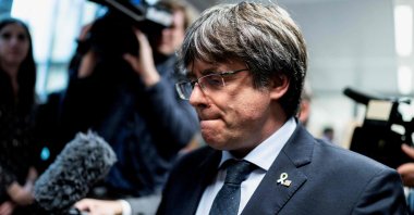 Former Catalan premier Carles Puigdemont leaves after a press conference in Brussels, Belgium, Oct. 14, 2019. (AFP Photo)