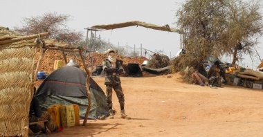 A member of the Malian Army (Fama), is seen at the military base in Anderamboukane, Menaka region, on March 22, 2019. (AFP Photo)