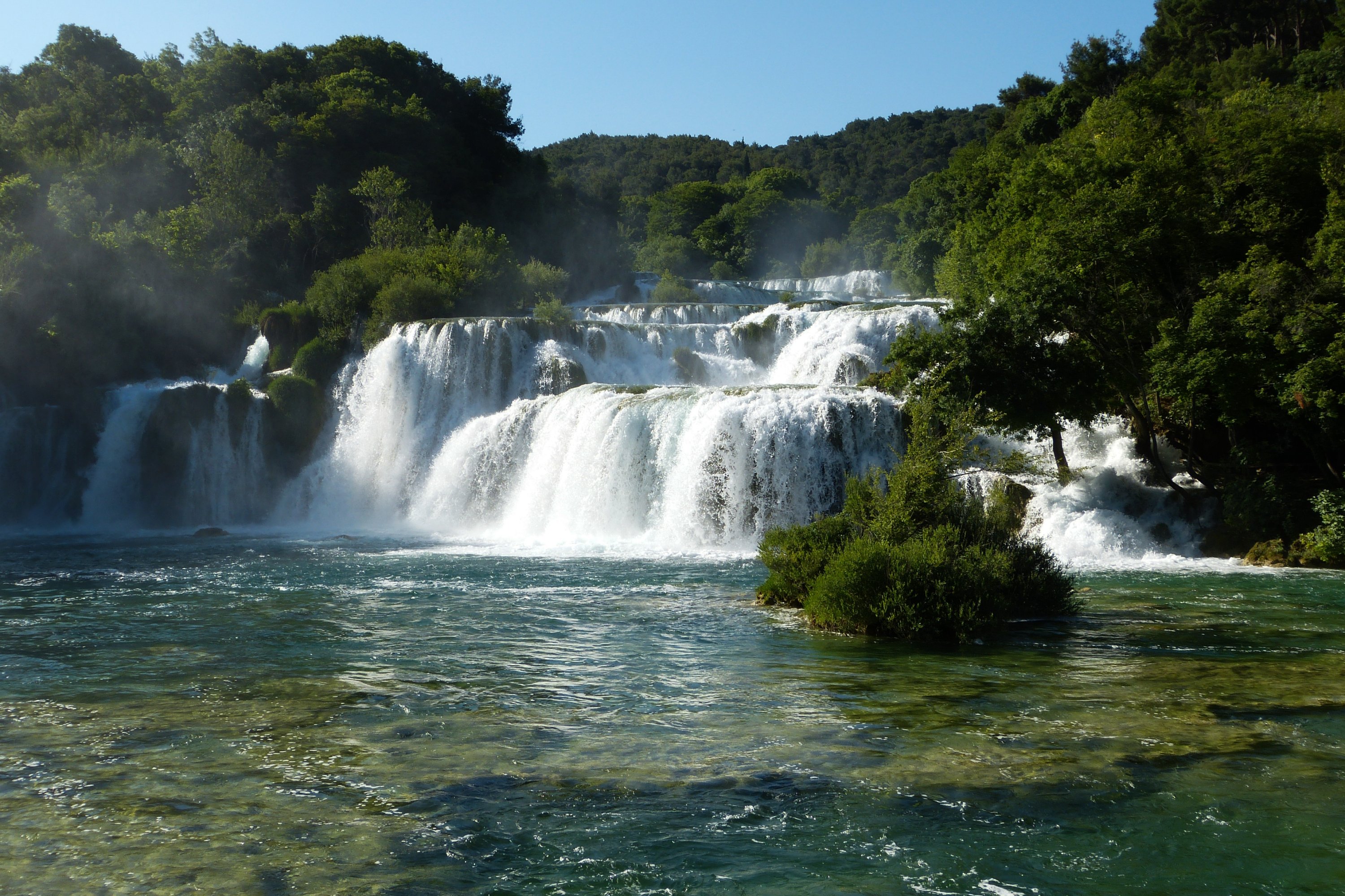 Depending on the amount of water, the cascades of Skradinski Buk in Croatia