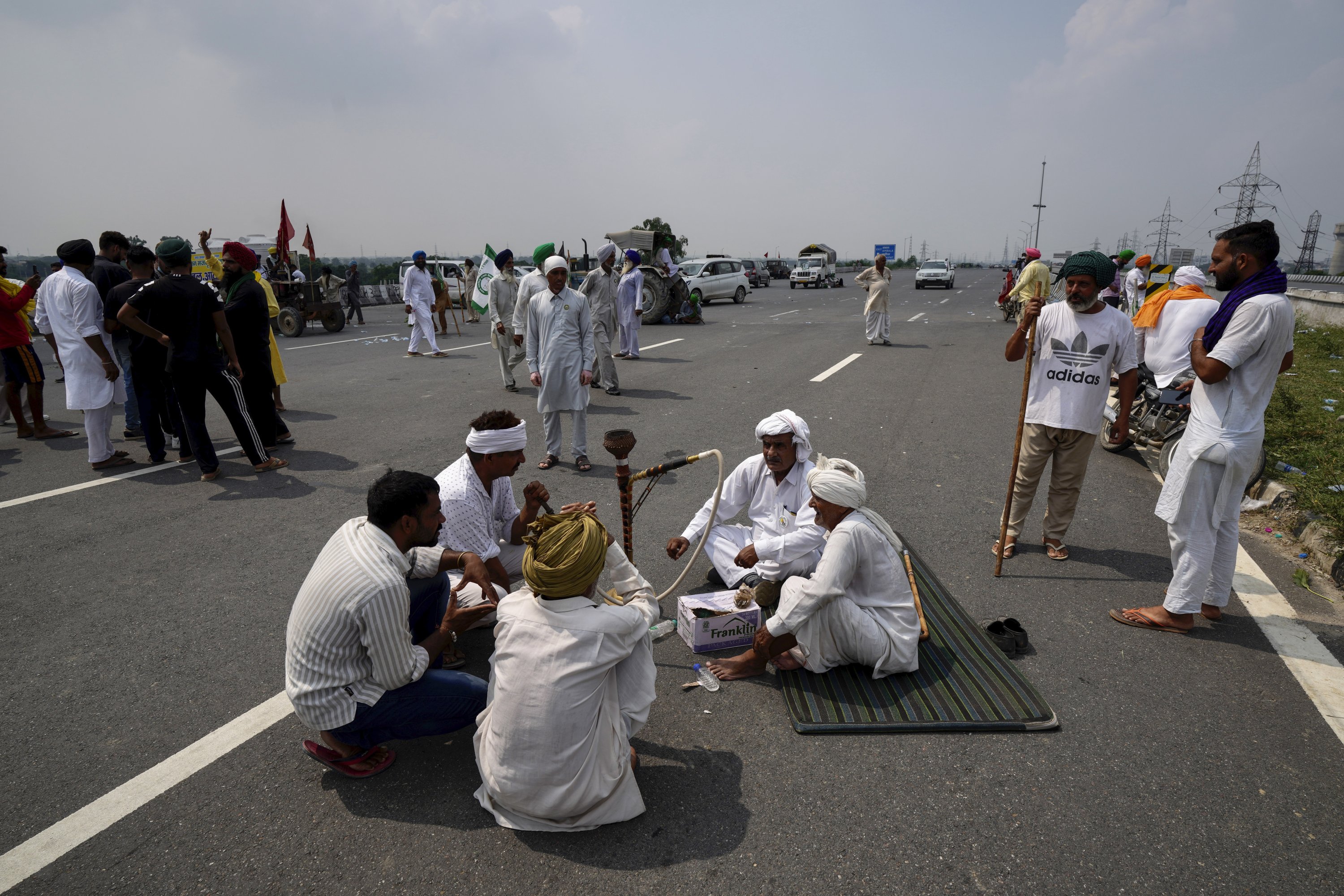 Protesting farmers gather at Singhu on the outskirts of New Delhi, India, Monday, Sept. 27, 2021. (AP Photo)