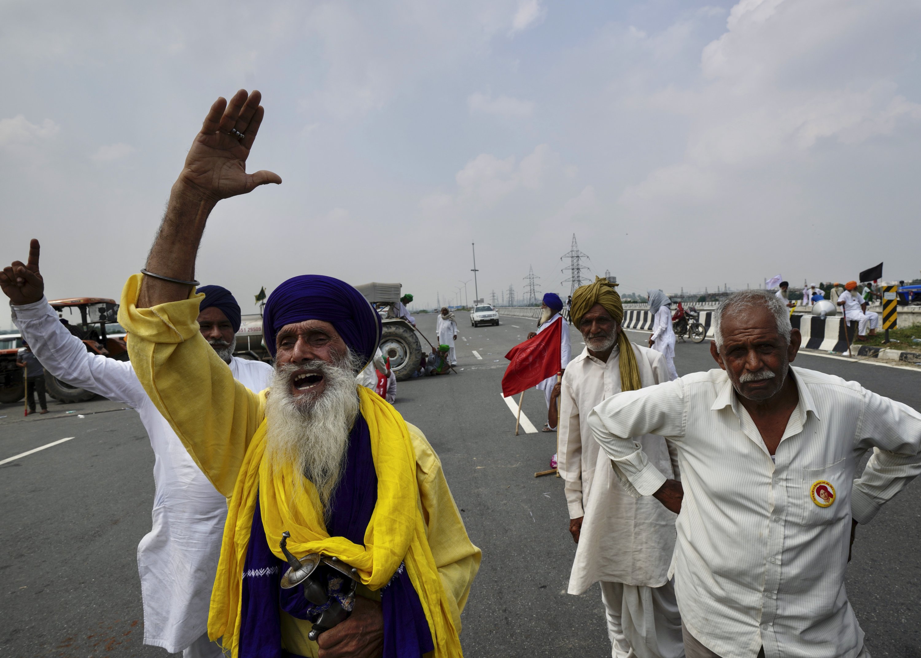 Protesting farmers gather at Singhu on the outskirts of New Delhi, India, Monday, Sept. 27, 2021. (AP Photo)