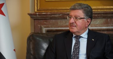 Coalition for Syrian Revolutionary and Opposition Forces (SMDK) head Salim al-Muslat speaking to Anadolu Agency (AA), Istanbul, Turkey, Sept.17, 2021. (AA photo)