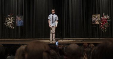 Ben Platt, in a scene from the film "Dear Evan Hansen." (Universal Pictures via AP)