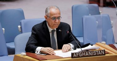 Afghanistan's U.N. ambassador Ghulam Isaczai addresses the United Nations Security Council regarding the situation in Afghanistan at the United Nations in New York City, New York, U.S., August 16, 2021. (Reuters Photo)