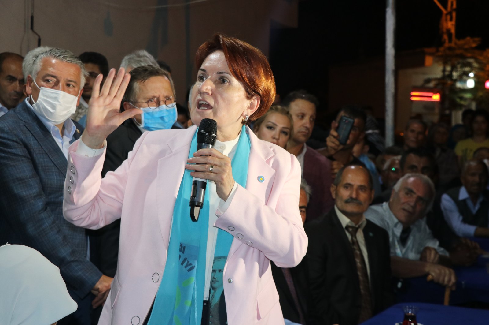IP Chairperson Meral Akşener meets with shopkeepers in Iğdır province, Turkey, Sept. 15, 2021. (AA File Photo)