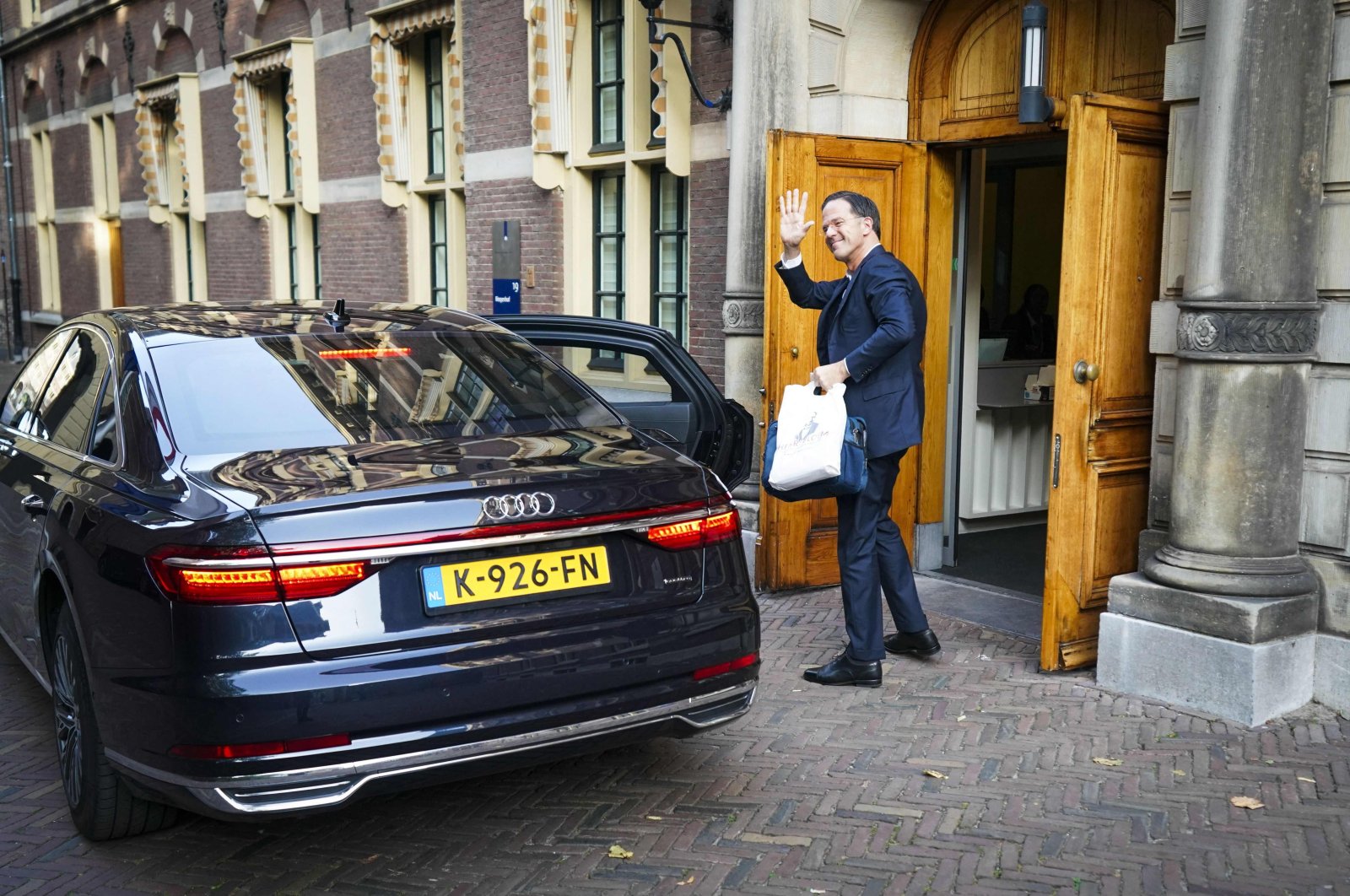 The Netherlands' Prime Minister Mark Rutte arrives at the Ministry of General Affairs on budget day, in The Hague, the Netherlands, Sept. 21, 2021. (AFP Photo)