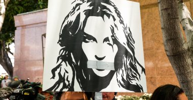 Activists protest at Los Angeles Grand Park during a conservatorship hearing for Britney Spears, in Los Angeles, California, U.S., June 23, 2021. (Getty Images)