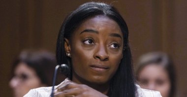 U.S. Olympic gymnast Simone Biles testifies during a Senate Judiciary hearing on the FBI's handling of the Larry Nassar investigation on Capitol Hill, Washington, D.C., U.S., Sept. 15, 2021.