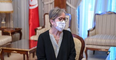 Tunisia's President Kais Saied (not pictured) meets with newly appointed Prime Minister Najla Bouden Romdhane, in Tunis, Tunisia, Sept. 29, 2021.(AFP Photo/Tunisia's Presidency Press Service)