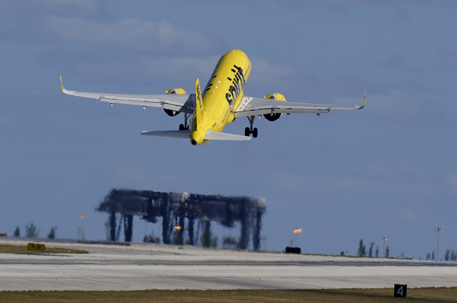 A Spirit Airlines Airbus A320 takes off from Fort Lauderdale-Hollywood International Airport in Fort Lauderdale, Florida, the U.S., Jan. 19, 2021. (AP Photo)