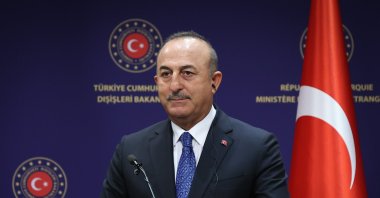 Foreign Minister Mevlüt Çavuşoğlu speaks at a joint news conference with African Union Commission head Moussa Faki Mahamat in the capital Ankara, Turkey, Sept. 30, 2021. (AA Photo)