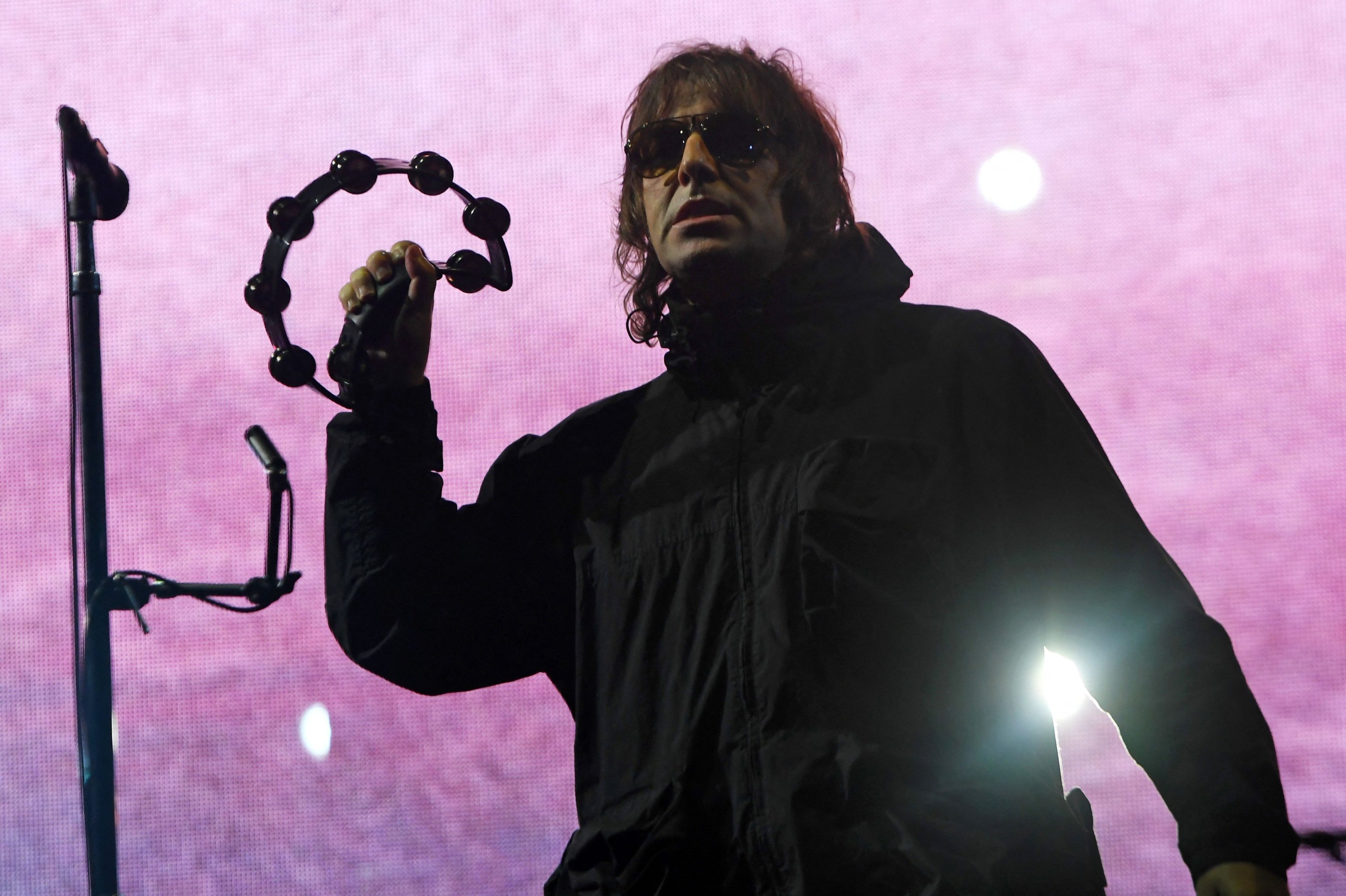 Liam Gallagher headlines the main stage during the TRNSMT Festival on Glasgow Green in the center of Glasgow, Scotland on Sept. 11, 2021. (AFP Photo)