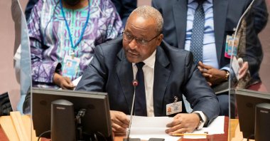 Minister of Foreign Affairs of Niger Hassoumi Massaoudou speaks during a meeting of the 76th U.N. General Assembly in New York, U.S., Sept. 23, 2021. (AFP Photo)