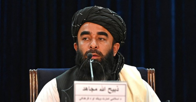 Taliban spokesperson Zabihullah Mujahid speaks during a press conference in Kabul on Sept. 6, 2021. (AFP Photo)