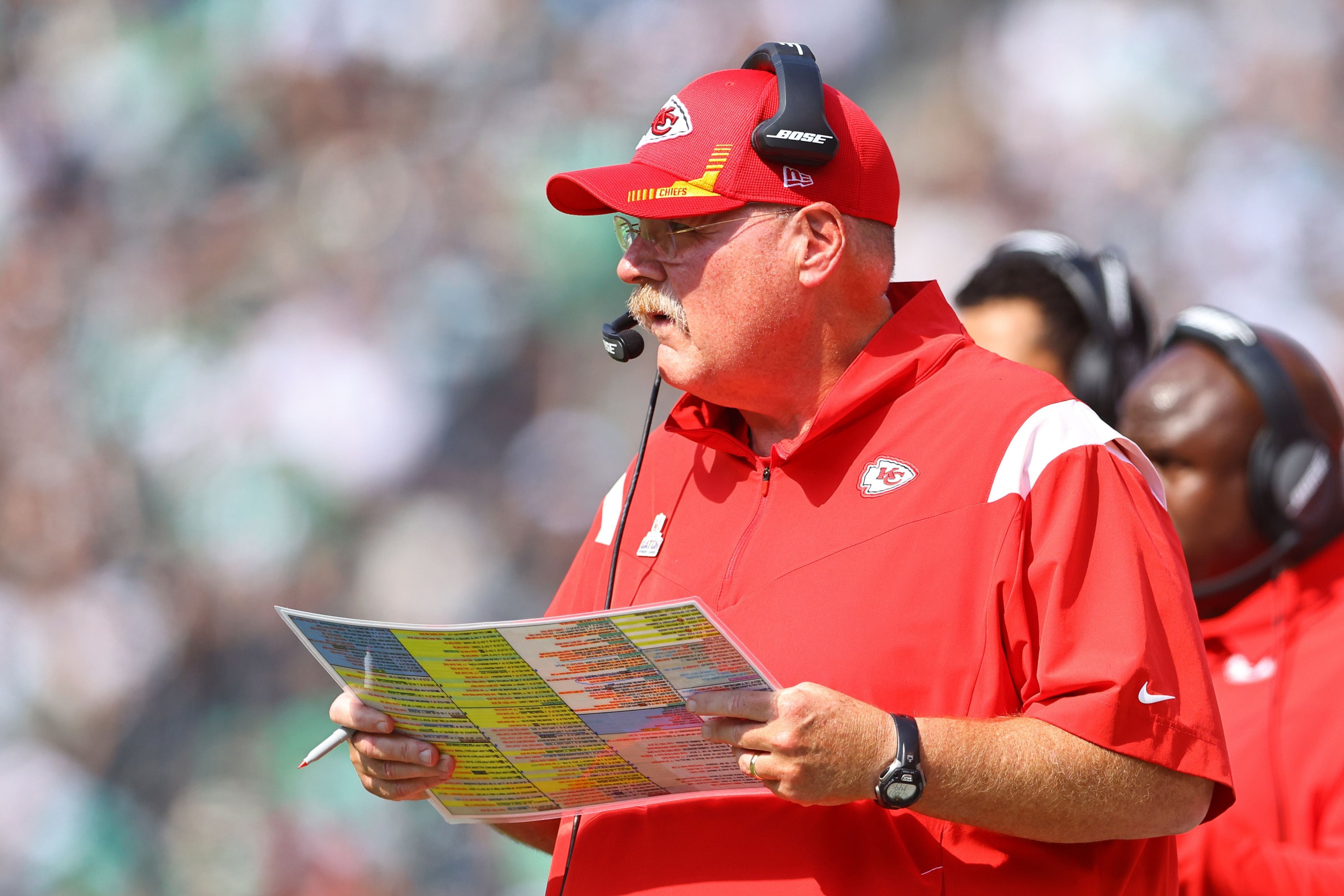 Head coach Andy Reid of the Kansas City Chiefs looks on during the second quarter against the Philadelphia Eagles at Lincoln Financial Field, Philadelphia, Pennsylvania, U.S., Oct. 3, 2021. (AFP Photo)