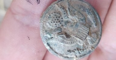 A photo of the badge found in Zerzevan Castle, Diyarbakır, southeastern Turkey, Oct. 3, 2021. (AA Photo)