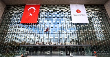The entrance of the Atatürk Cultural Center (AKM) in Taksim, Istanbul, Turkey, Oct. 1, 2021. (AA Photo)