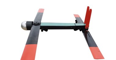 The kamikaze drone "Fedai" is seen in this undated photo provided by Transvaro (Handout by Transvaro via AA)