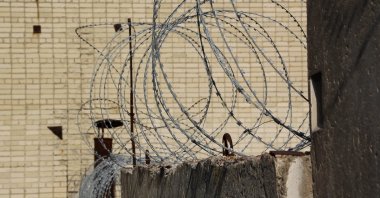A close view of barbed wire fencing at the Regional Tuberculosis Hospital No 1 under the Russian Federal Penitentiary Service, its staff charged with abusing convicts, Russia, Oct. 6, 2021. (Reuters Photo)