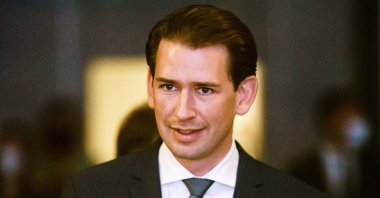 Austrian Chancellor Sebastian Kurz arrives for an EPP Group Bureau meeting in Berlin, Germany, Sept. 9, 2021. (EPA Photo)