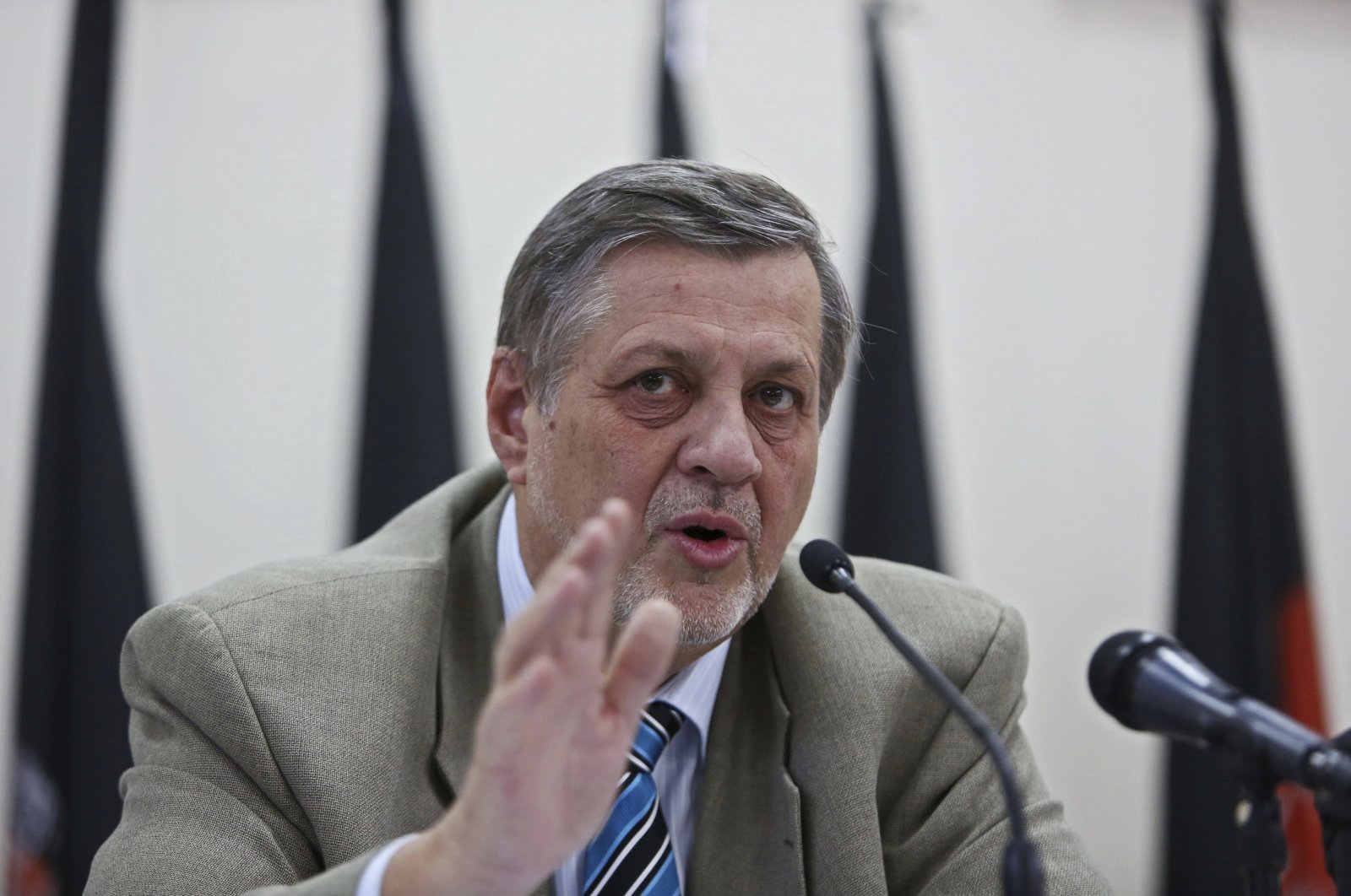 Jan Kubis, then-United Nation representative for Afghanistan speaks during a joint press conference at the Independent Election Commission office in Kabul, Afghanistan, July 13, 2014. (AP File Photo)