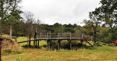 A wooden bridge, originally known as Posingford Bridge and officially renamed Poohsticks Bridge in 1979 inspired by "Winnie the Pooh" author A.A. Milne, in Ashdown Forest, East Sussex, U.K. (Summers Place Auctions via AFP)