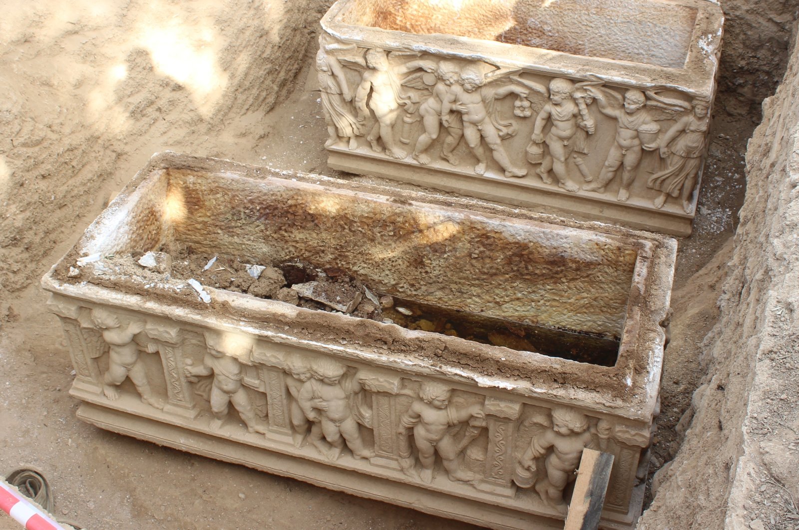 A view from two sarcophagi found in Hisardere Necropolis, Iznik, Bursa, northwestern Turkey, Oct. 5, 2021. (IHA Photo)