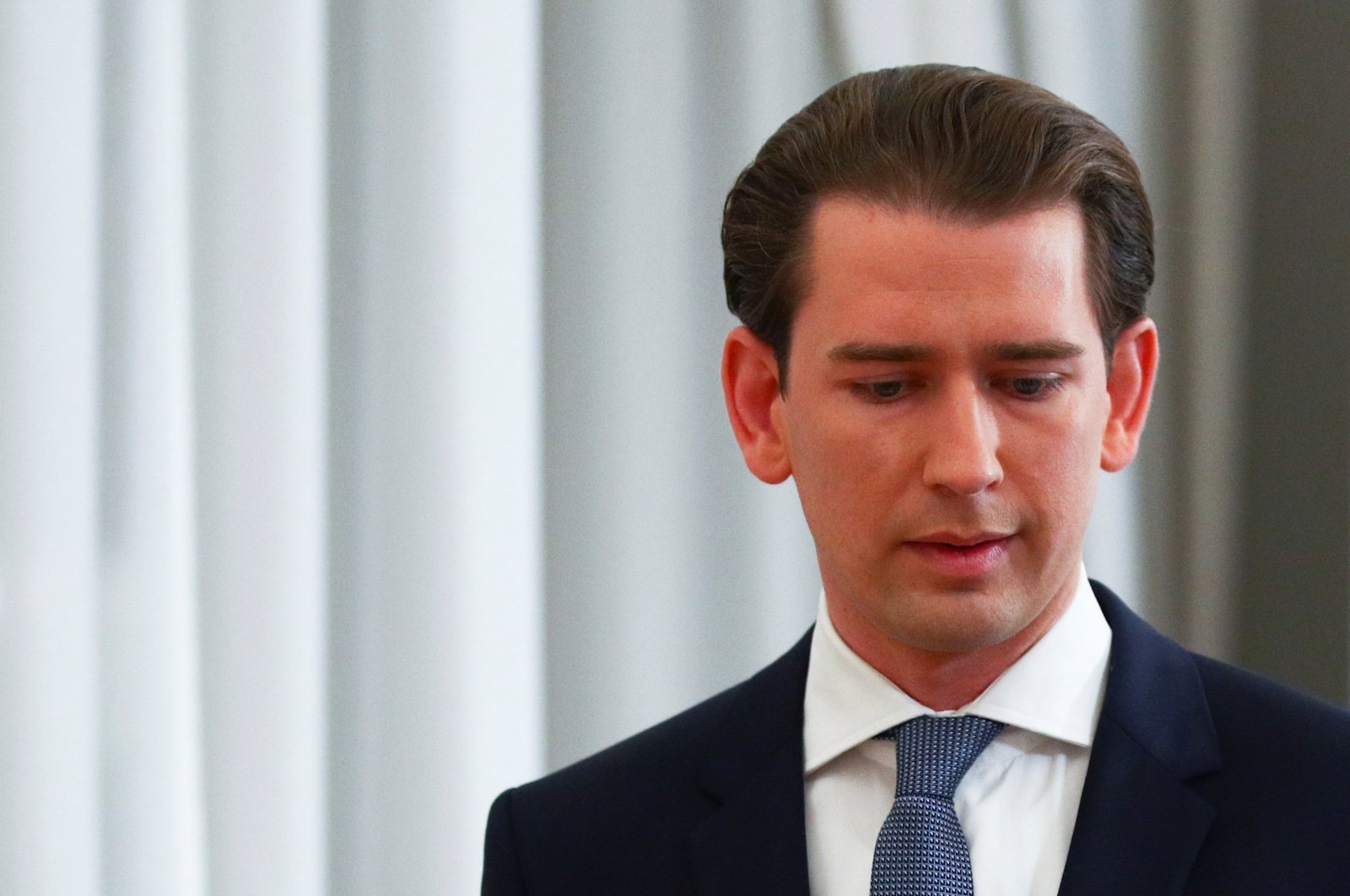Austria's Chancellor Sebastian Kurz leaves after making a statement at the Chancellery in Vienna, Austria, Oct. 8, 2021. (Reuters Photo)