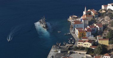 A Greek navy warship off the island of Kastellorizo (Megisti-Meis), Aegean region, Greece, Sept. 8, 2020. (Reuters Photo)