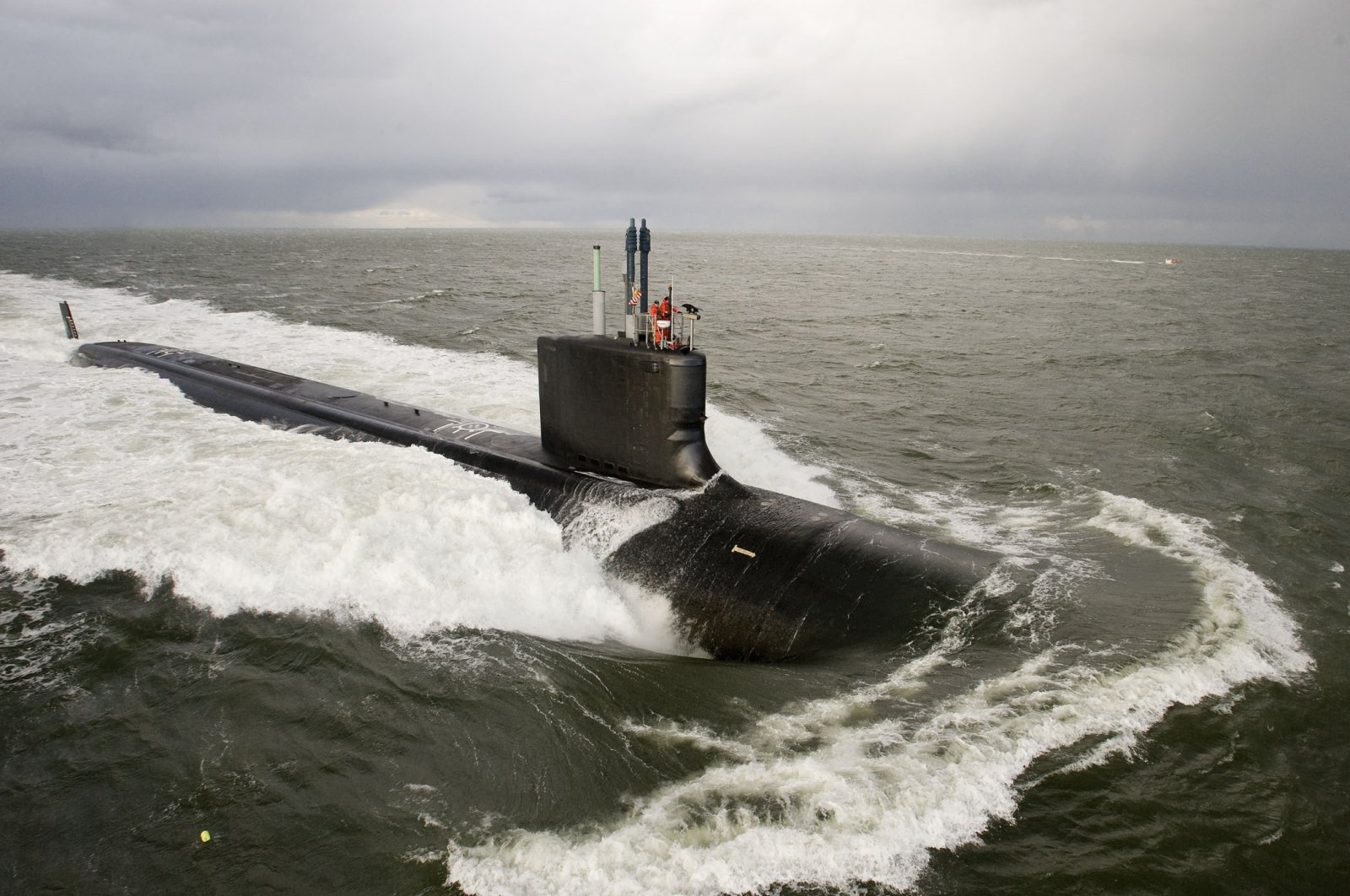 In this file photo taken on Nov. 26, 2009, the Virginia-class attack submarine Pre-Commissioning Unit New Mexico (SSN 779) undergoes Bravo sea trials in the Atlantic Ocean. (U.S. Navy Handout Photo via AFP)