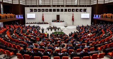 Lawmakers attend a meeting for the approval of the Paris Agreement at Parliament, capital Ankara, Turkey, Oct. 7, 2021. (AA Photo)