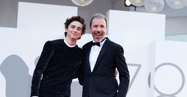 Actor Timothee Chalamet (L) and director Denis Villeneuve pose before the screening of the film "Dune," at the 78th Venice Film Festival, in Venice, Italy, Sept. 3, 2021. (Reuters Photo)