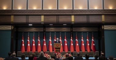 President Recep Tayyip Erdoğan speaks to reporters following a Cabinet meeting in Ankara, Turkey, Oct. 11, 2021. (AA Photo)