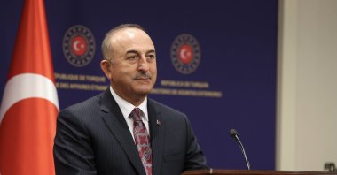 Foreign Minister Mevlüt Çavuşoğlu speaks in a joint news conference with Indonesian counterpart Retno Marsudi in Ankara, Tuesday, Oct. 12, 2021. (AA Photo)