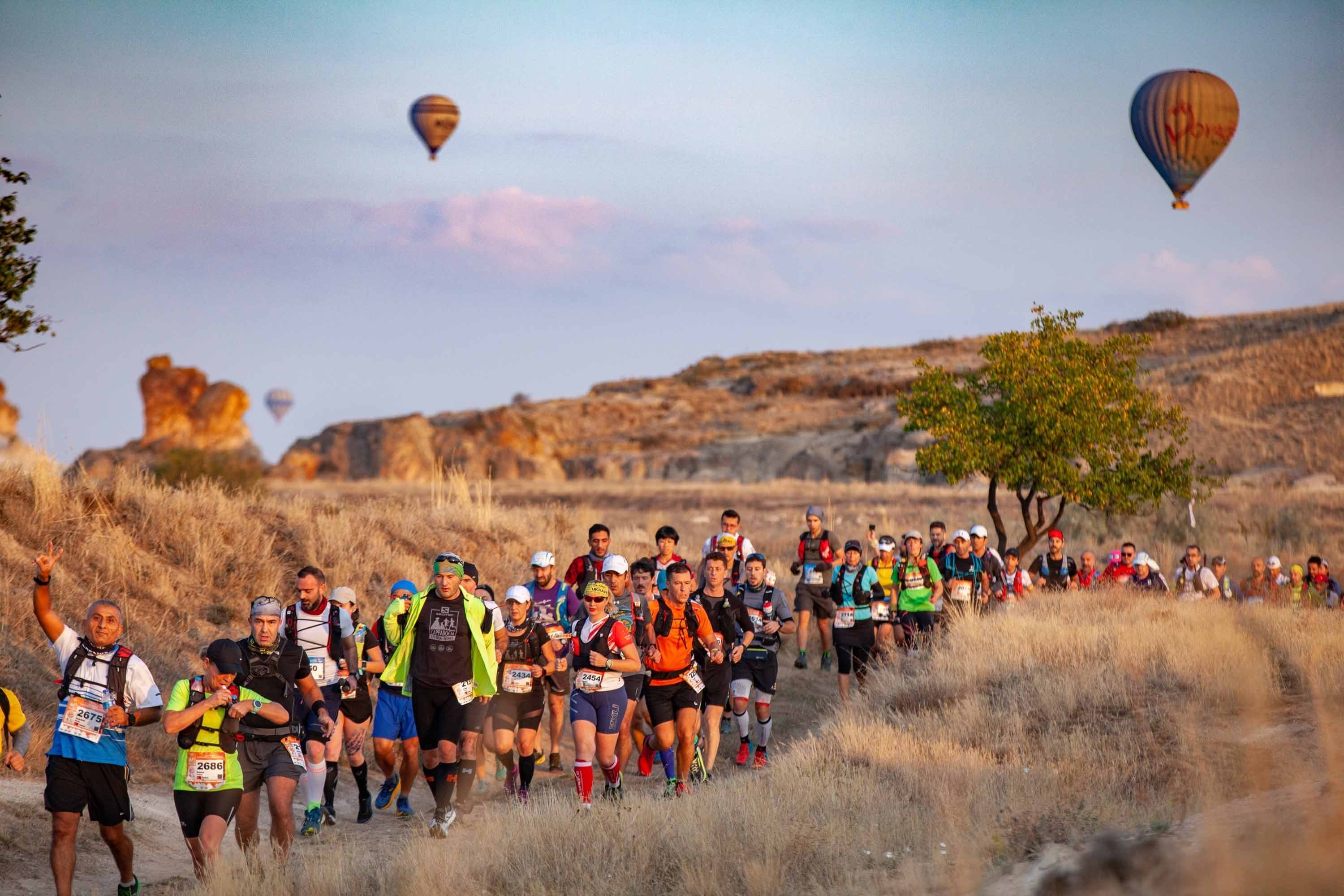 Athletes compete in the Salomon Cappadocia Ultra-Trail held in Nevşehir, Turkey, Oct. 19, 2019. (IHA Photo)