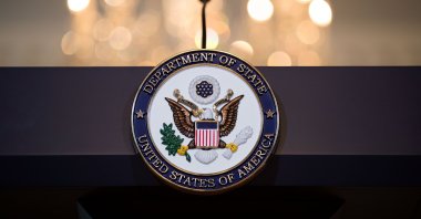 A view of the State Department seal on the podium at the State Department in Washington, D.C., U.S., June 9, 2017. (Getty Images)