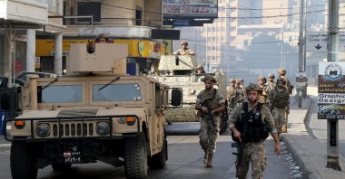 Lebanese military forces deployed in a neighborhood where clashes took place, Tayouneh, Beirut, Lebanon, Oct. 14, 2021. (EPA Photo)