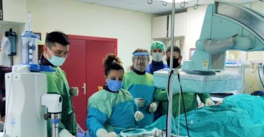 A medical team from Süleyman Demirel University prepares for a medical operation using extravascular remodeling, Ankara, Turkey, Oct. 14, 2021. (IHA Photo)