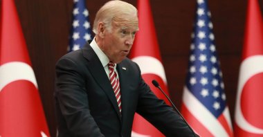 U.S. then-Vice President Joe Biden speaks during a joint press conference with the then-Turkish Prime Minister Binali Yıldırım following their meeting at the Çankaya Mansion, capital Ankara, Turkey, Aug. 24, 2016.
(ADEM ALTAN/AFP via Getty Images)