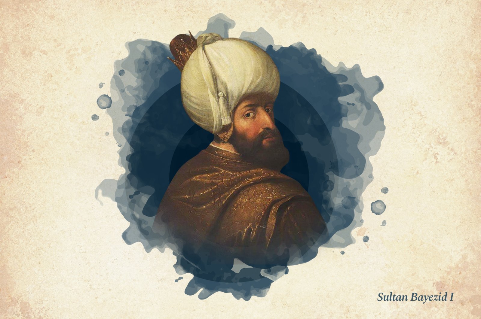 This widely used illustration painted in 1700-1800 shows Sultan Bayezid I, the fourth ruler of the Ottoman throne. (Wikimedia / edited by Büşra Öztürk - Daily Sabah)