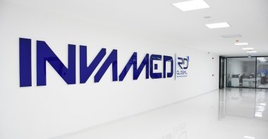 The logo of Invamed-RD Global is seen at its headquarters in capital Ankara, Turkey, Oct. 17, 2021 (IHA Photo)
