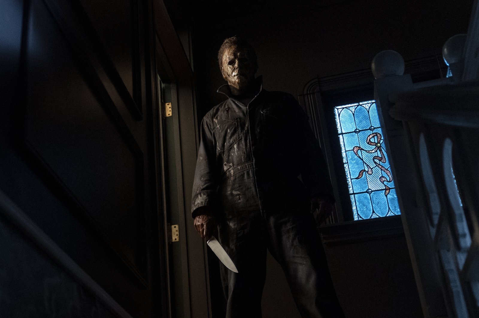 The character Michael Myers, in a scene from the film "Halloween Kills," directed by David Gordon Green. (Universal Pictures via AP)