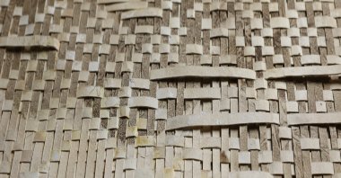 "Breath," 2021, woven painting, cotton paper, natural ink from safflower and walnut, mineral salts, eucalyptus botanical print, 54.5 by 78 centimeters. (Courtesy of Umut Özge Balkan)