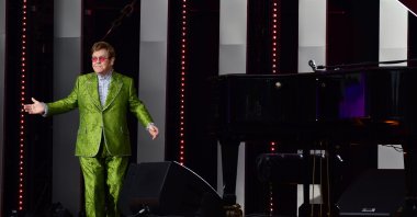 Elton John performs on stage during Global Citizen Live, in Paris, France, Sept. 25, 2021. (Getty Images)