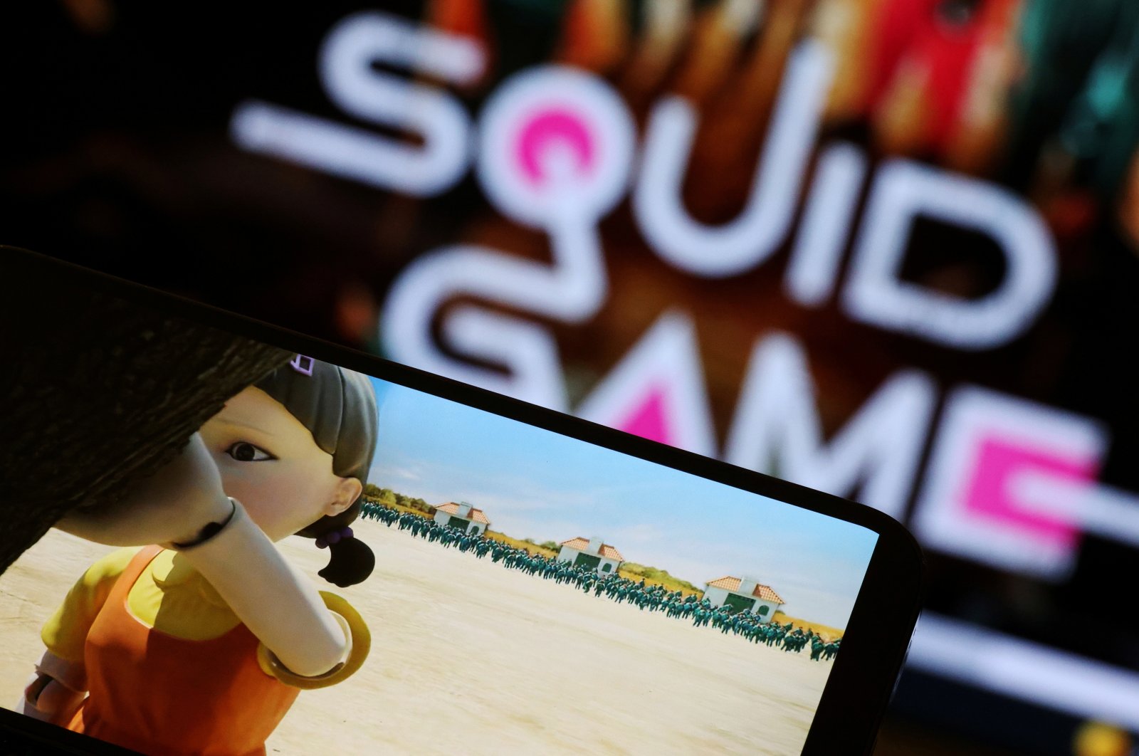 The Netflix series "Squid Game" is played on a mobile phone in this picture illustration taken Sept. 30, 2021. (Reuters Photo)