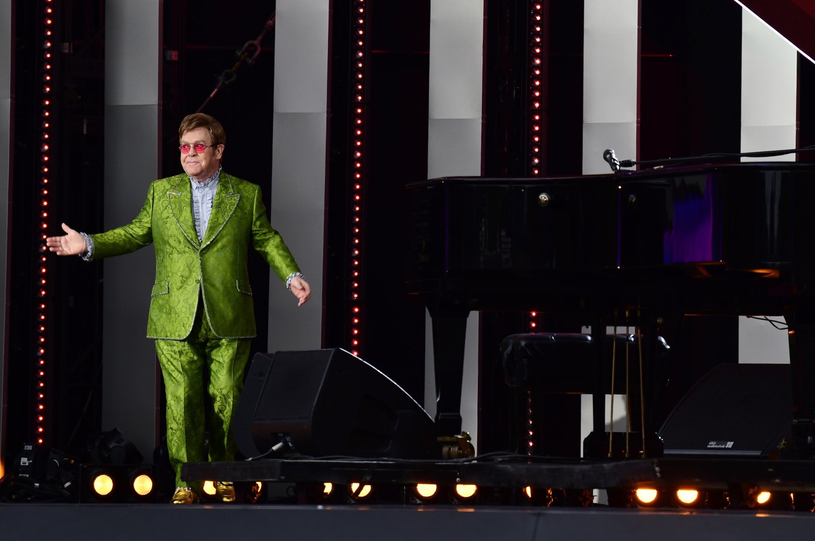 Elton John performs on stage during Global Citizen Live, in Paris, France, Sept. 25, 2021. (Getty Images)
