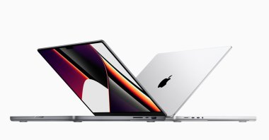 A handout photo made available by Apple Inc. showing the new 14- and 16-inch MacBook Pro with M1 Pro and M1 Max delivering performance and battery life and featuring the world’s best notebook display during the Apple Special Event at Apple Park in Cupertino, California, US, Oct. 18, 2021. (EPA Photo)