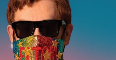 A promotional art for the album "The Lockdown Sessions" shows artist Elton John. (Interscope Records via AP)