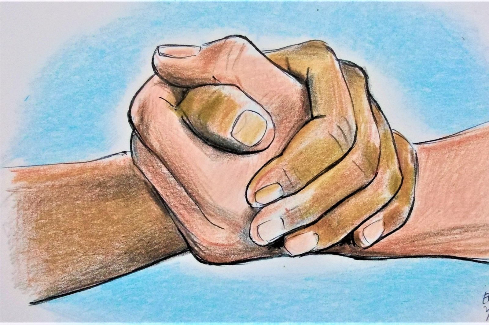 An illustration by Daily Sabah's Erhan Yalvaç shows two hands shaking as a symbol for the brotherhood and friendship of Turkey and African nations.